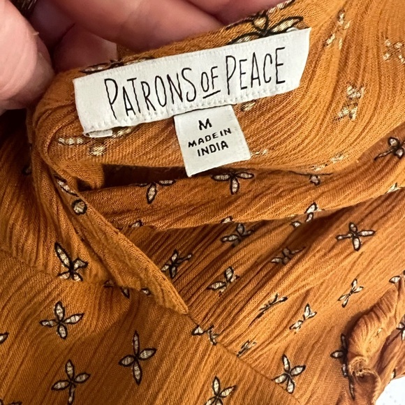 Patrons of Peace burnt orange floral flutter sleeve jumpsuit size medium - Picture 4 of 9